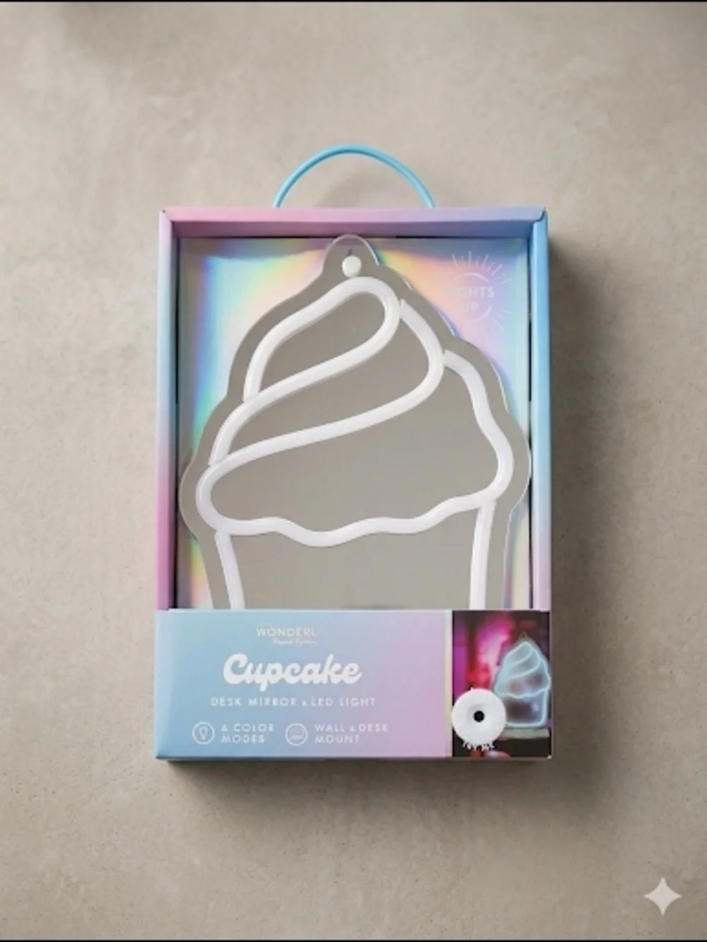 Cupcake Desk Mirror & LED Light – 6 Color Modes